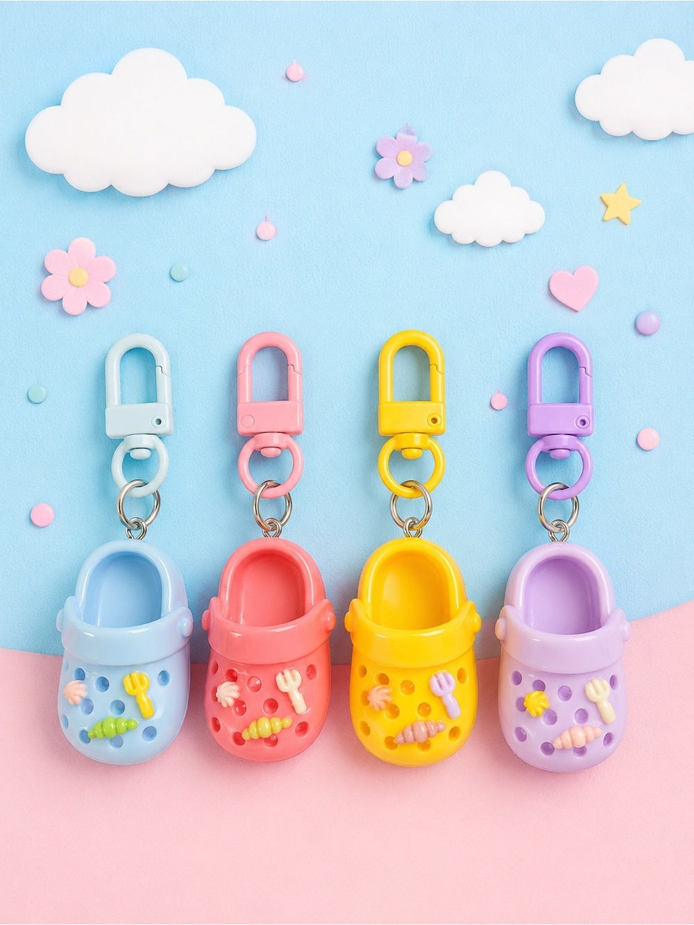 B- 4 croc charms with zipper pull